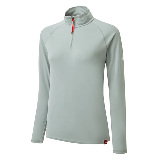 WOMENS UV TEC LONG SLEEVE ZIP TEE MEDIUM GREY