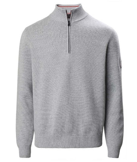 MUSTO MENS MILANO HALF-ZIP NECK KNIT - GREY MARLE - SIZE XXLARGE ONLY