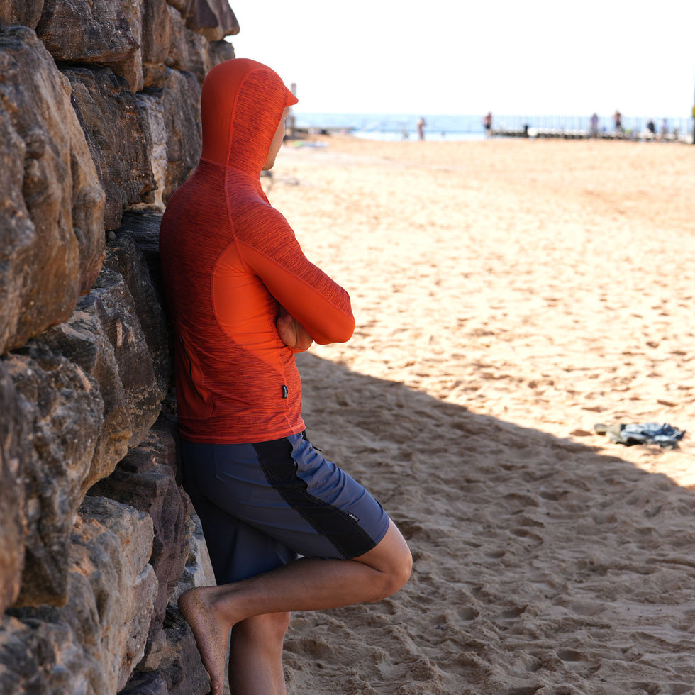 VAIKOBI HOODED UV LONG SLEEVE RASH TOP - ORANGE