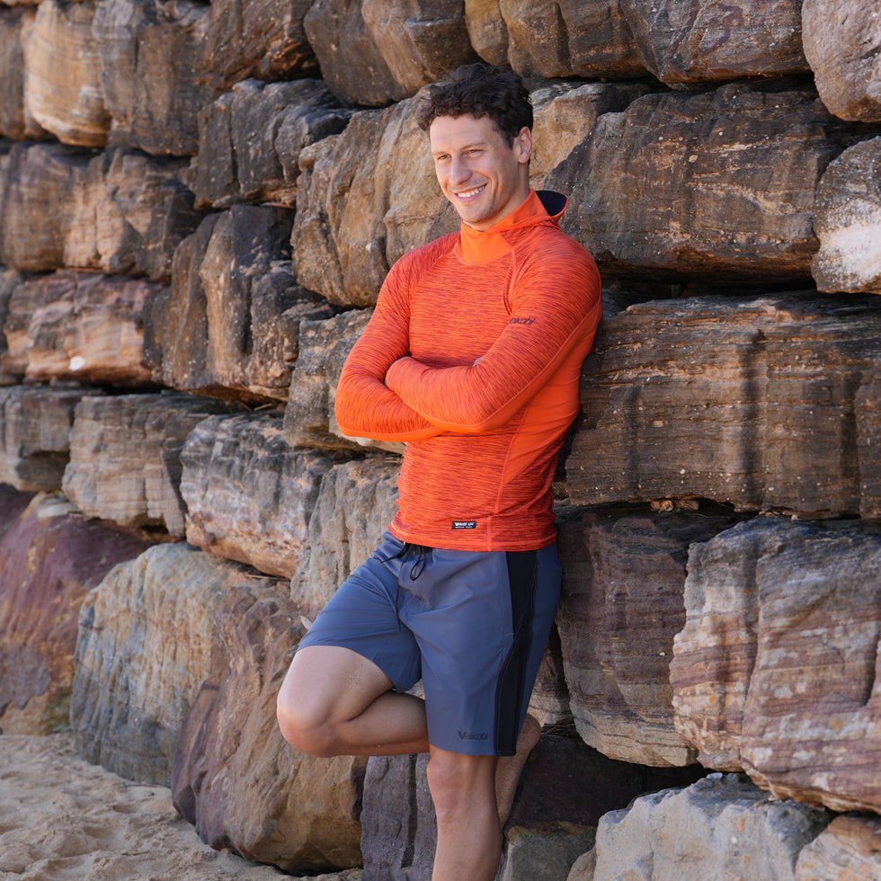 VAIKOBI HOODED UV LONG SLEEVE RASH TOP - ORANGE