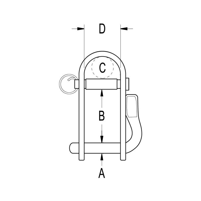 RONSTAN HALYARD CAPTIVE PIN SHACKLE - 3/16inch L:22mm,W:15mm