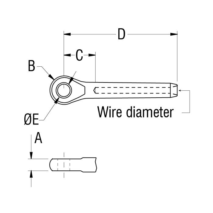 RONSTAN SWAGE EYE - 3mm Wire,6.5mm  Hole