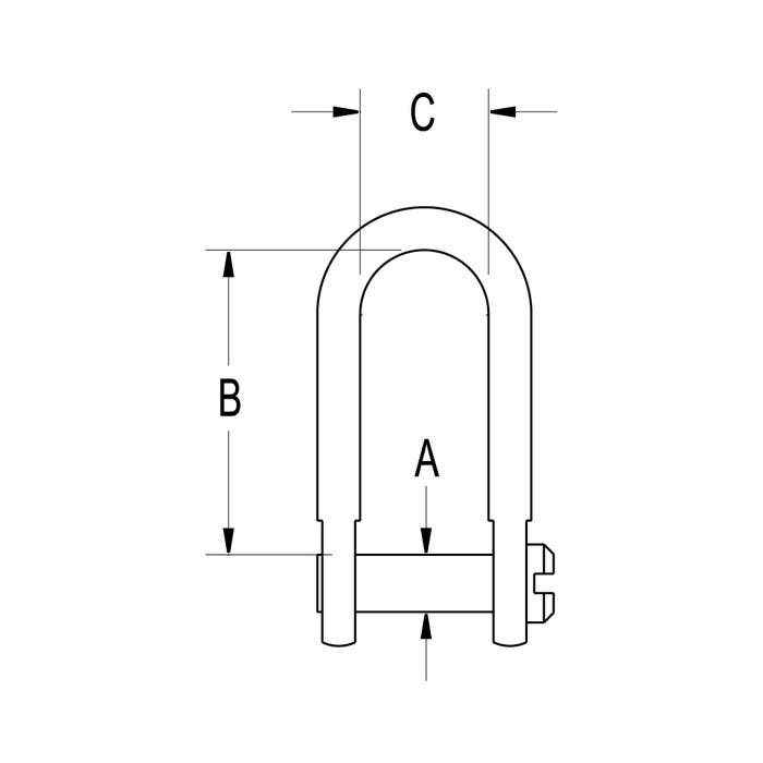 RONSTAN SLOTTED PIN D SHACKLE -  5/32inch ,L:16mm,W:10mm