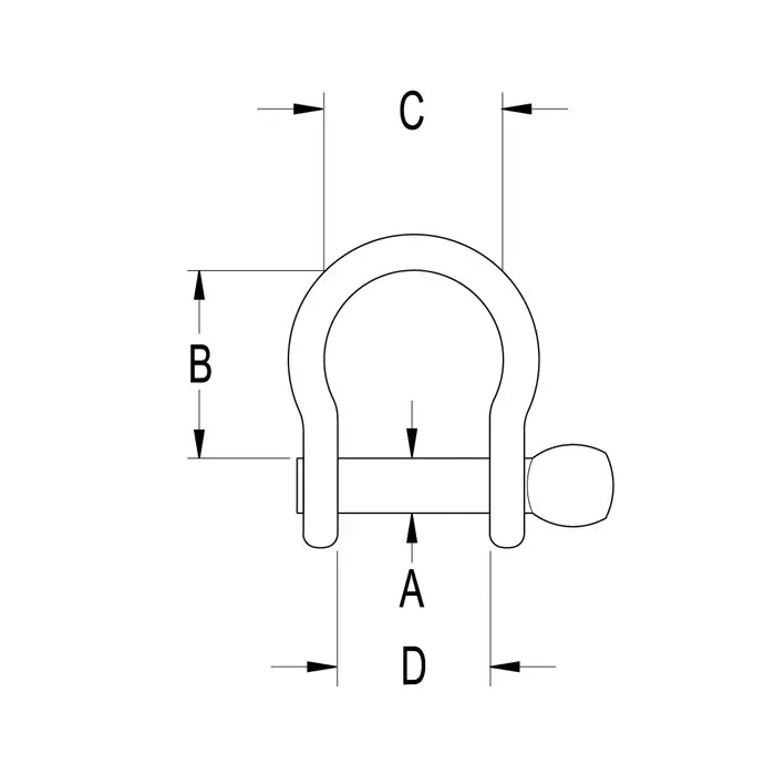 RONSTAN SHACKLE,BOW,PIN 3/8INCH L:51MM,W:36MM