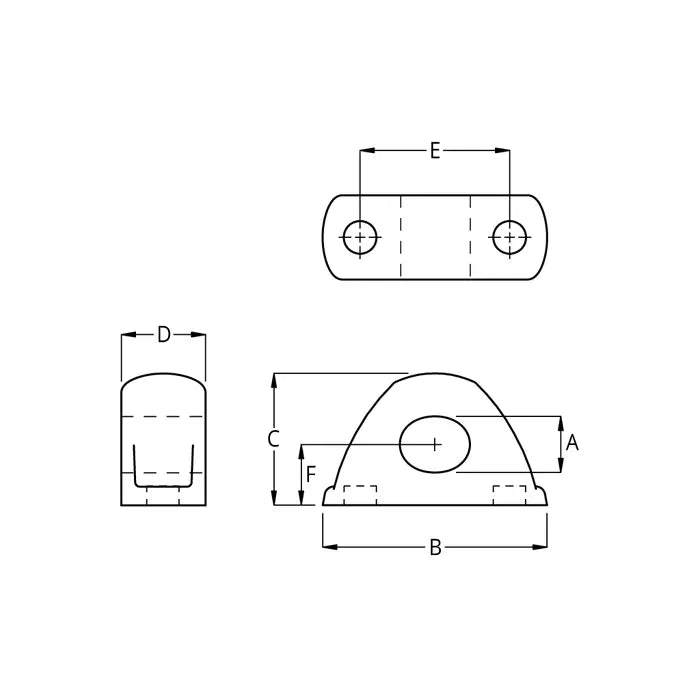 RONSTAN ROPEGLIDE FAIRLEAD SINGLE, BLACK 12MM