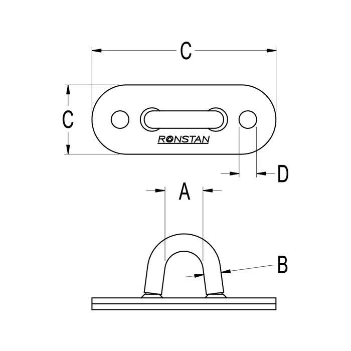 RONSTAN SMALL EYE PLATE CURVED BASE