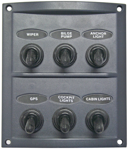 Grey Splashproof 6 Switch Panel