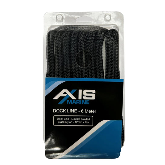 Black Nylon Dockline - Spliced - 12mm X6MTR