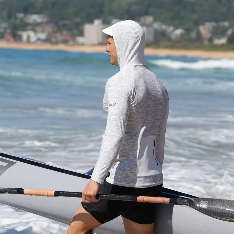 VAIKOBI HOODED LONG SLEEVE RASH TOP - SILVER