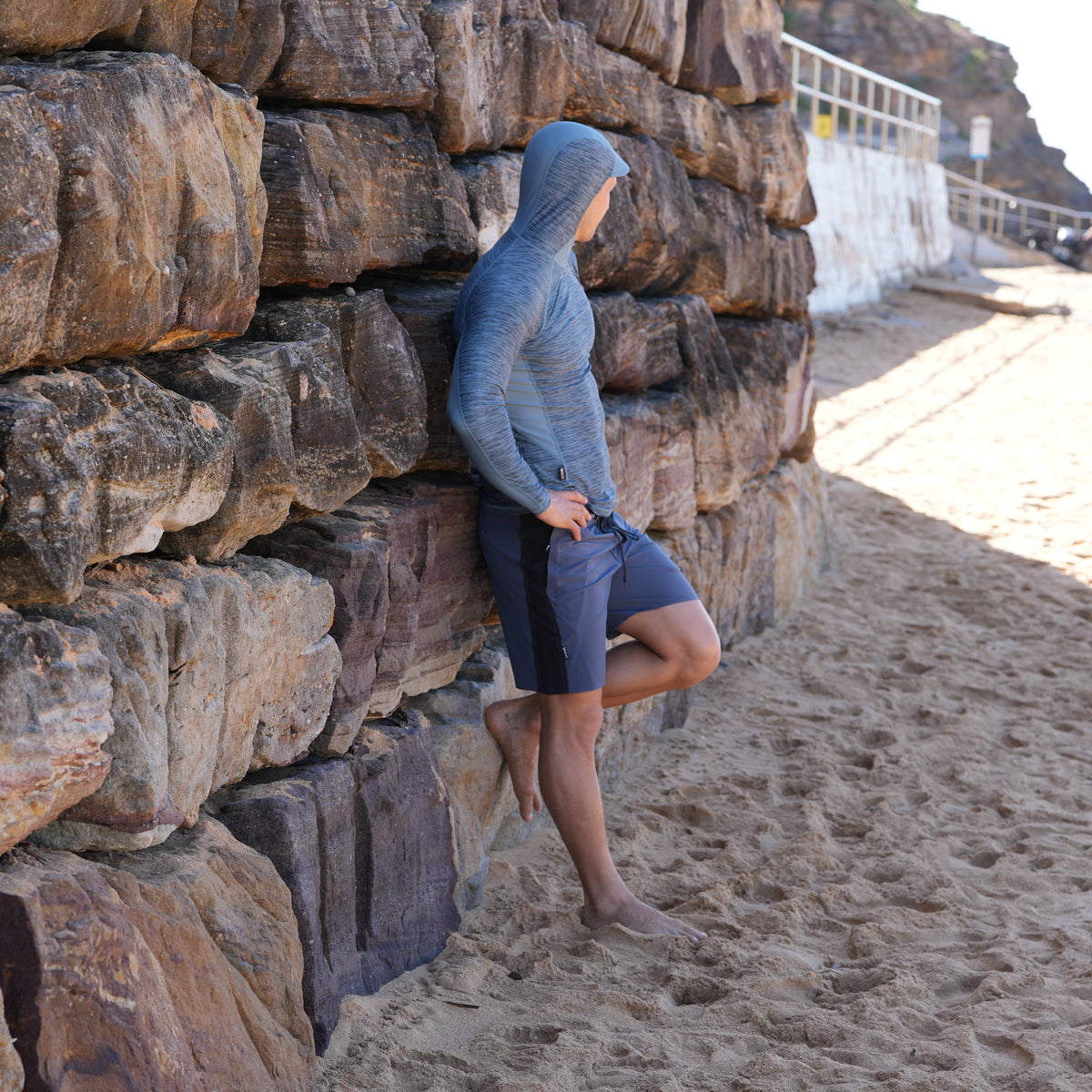 Vaikobi Hooded UV Long Sleeve Rash Top - Steel Blue