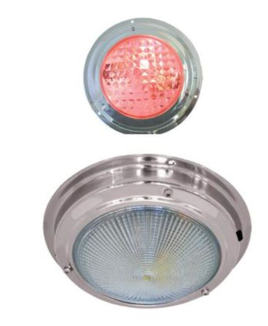 LED DOME LIGHT  - STAINLESS STEEL -  RED/WHITE LIGHT