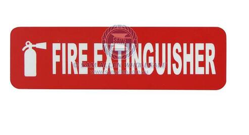 SAM ALLEN SAFETY LABEL - FIRE EXTINGUISHER 100mm x 30mm 3M ADHESIVE