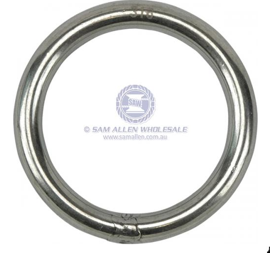 STAINLESS STEEL ROUND RING - 316 GRADE 8mm x 75mm