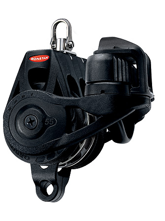 RONSTAN S55 RT ORBIT BLOCK, TRIPLE BECKET CLEAT SWIVEL