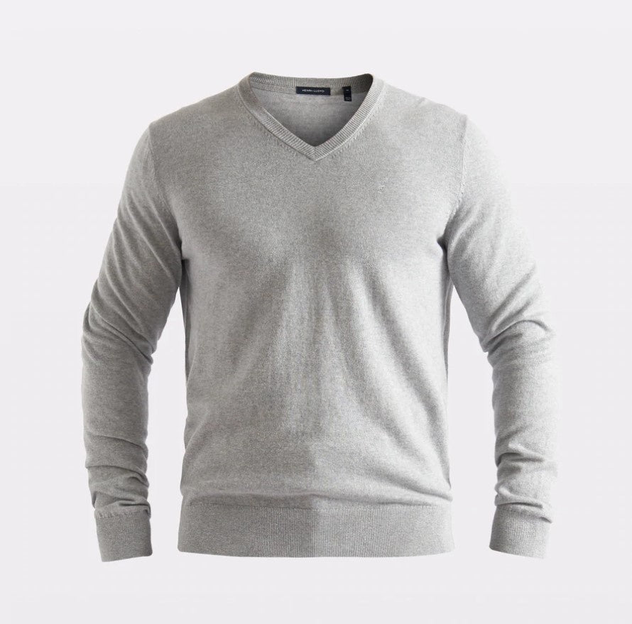 HENRI LLOYD COWES V-NECK KNIT - GREY MELANGE