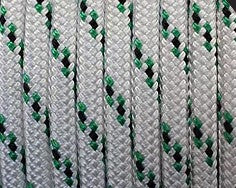 12MM IRB BOWLINE BRAID - DB POLY  - WHITE WITH GREEN FLECK