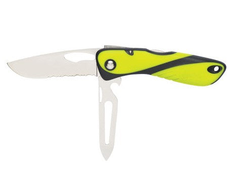 OFFSHORE KNIFE - serrated blade - shackler/spike - fluo / black