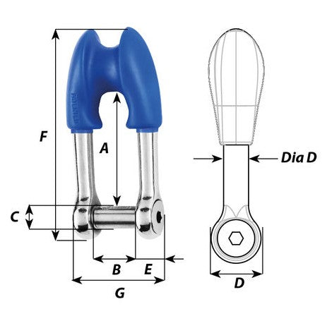 Wichard Thimble Shackles Allen Head Pin for Main Halyard - 1394