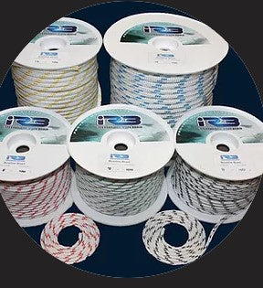 8mm Bowline Braid - WHITE WITH PURPLE FLECK - B/S 1747 KG SOLD PER METRE