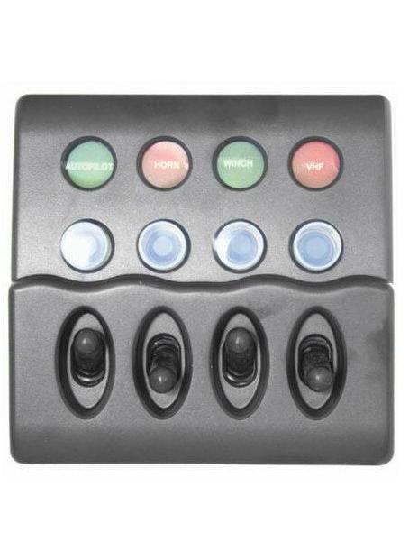 4 SWITCH WATERPROOF BACKLIT PANEL WITH CIRCUIT BREAKERS