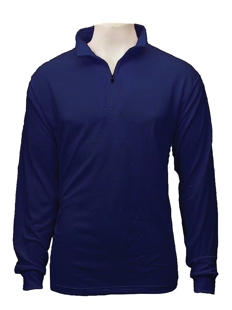 BURKE Quick Dry Long Sleeve Zip Polo - NAVY  - DISCONTINUED STYLE