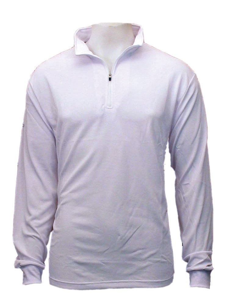 BURKE Quick Dry Long Sleeve Zip Polo - WHITE - DISCONTINUED STYLE