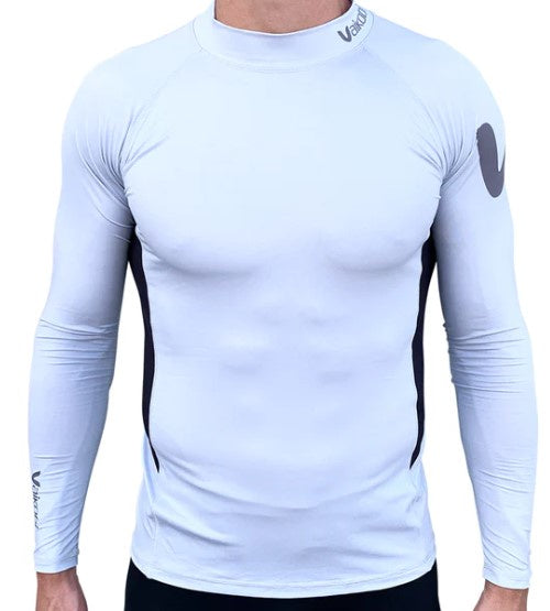 JUNIOR VAIKOBI LONG SLEEVE RASH TOP - SILVER/BLACK