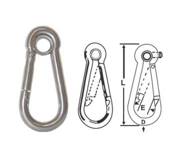 SNAP HOOKS WITH EYE - STAINLESS STEEL 50mm
