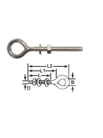 SINOX MARINE EYE BOLTS - STAINLESS - STANDARD 6 X 60MM