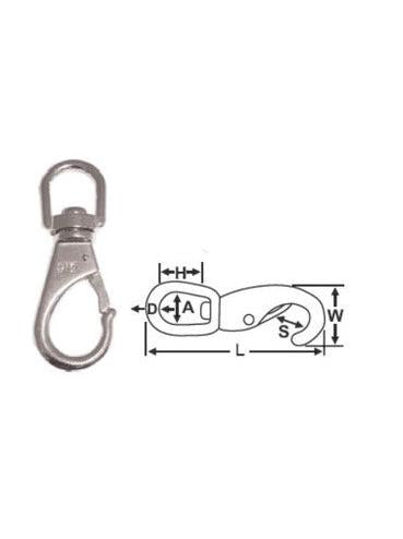 SWIVEL EYE SNAP HOOKS - STAINLESS NO.2