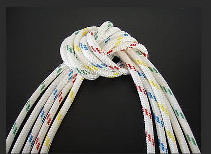 8MM BOWLINE BRAID - WHITE WITH GREEN FLECK - B/S 1747 KG - SOLD PER METRE