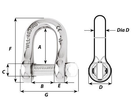 WICHARD CAPTIVE PIN D SHACKLE - 8 MM