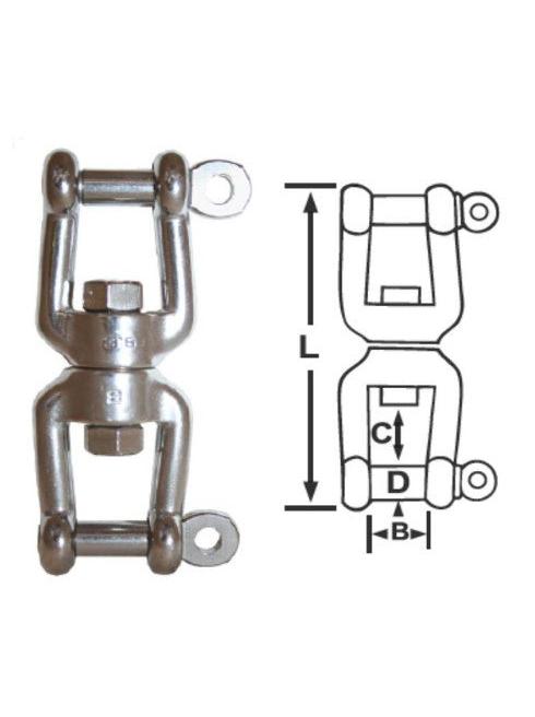 JAW & JAW SWIVEL - 316 STAINLESS - 6MM