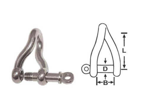 TWISTED SHACKLE - STAINLESS STEEL -  10mm
