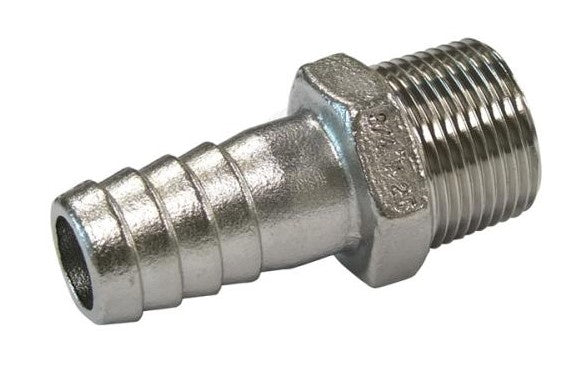 MALE HOSE TAIL - 316G STAINLESS - 3/4 BSP