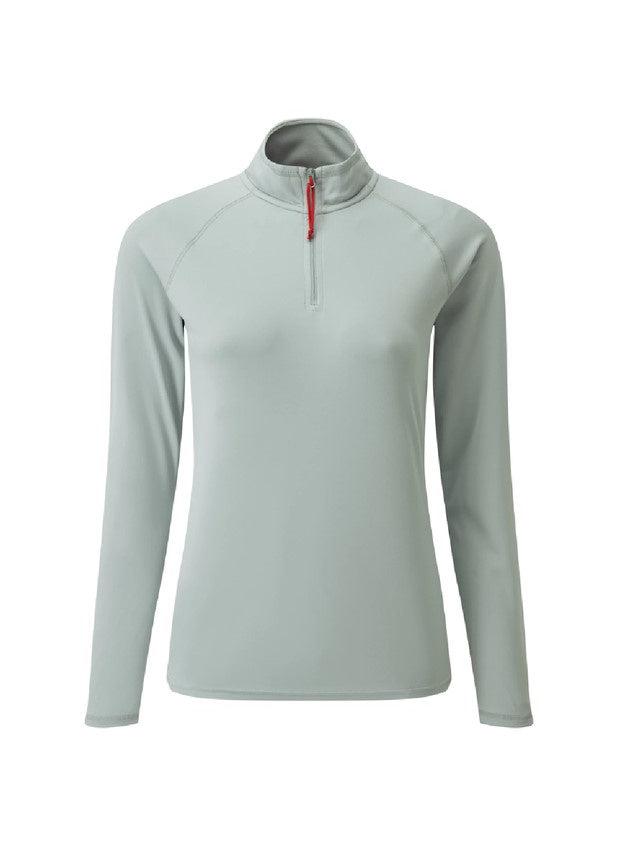 WOMENS UV TEC LONG SLEEVE ZIP TEE MEDIUM GREY