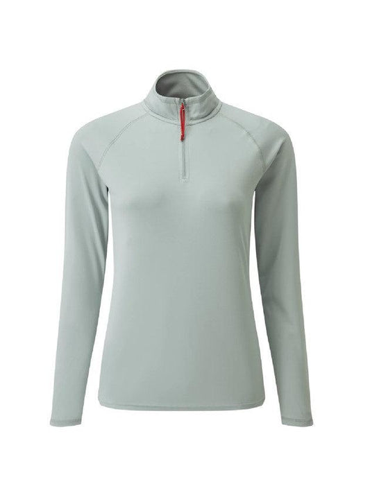 WOMENS UV TEC LONG SLEEVE ZIP TEE MEDIUM GREY