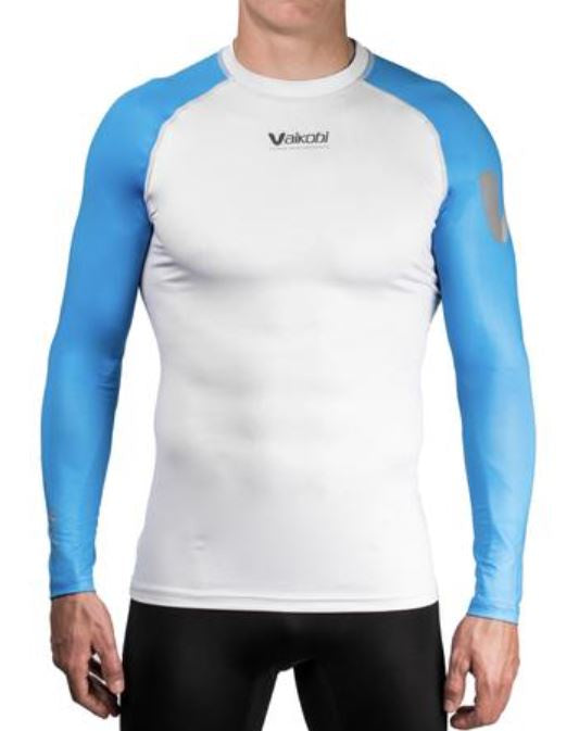 VAIKOBI VOCEAN LONG SLEEVE FITTED UV TOP- CYAN/ SILVER - DISCONTINUED STYLE - LAST STOCK