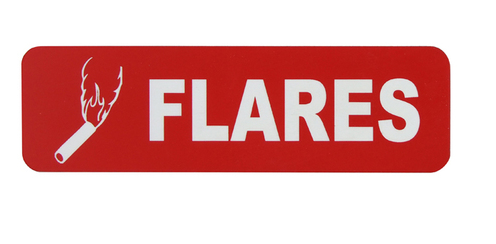 SAM ALLEN SAFETY LABEL - FLARES 100mm x 30mm 3M ADHESIVE