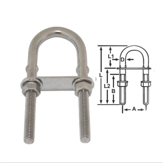 U-Bolt S/S 12 x 150mm